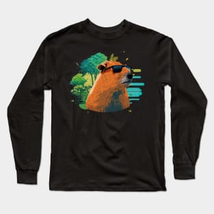 Capybara with sunglasses Long Sleeve T-Shirt